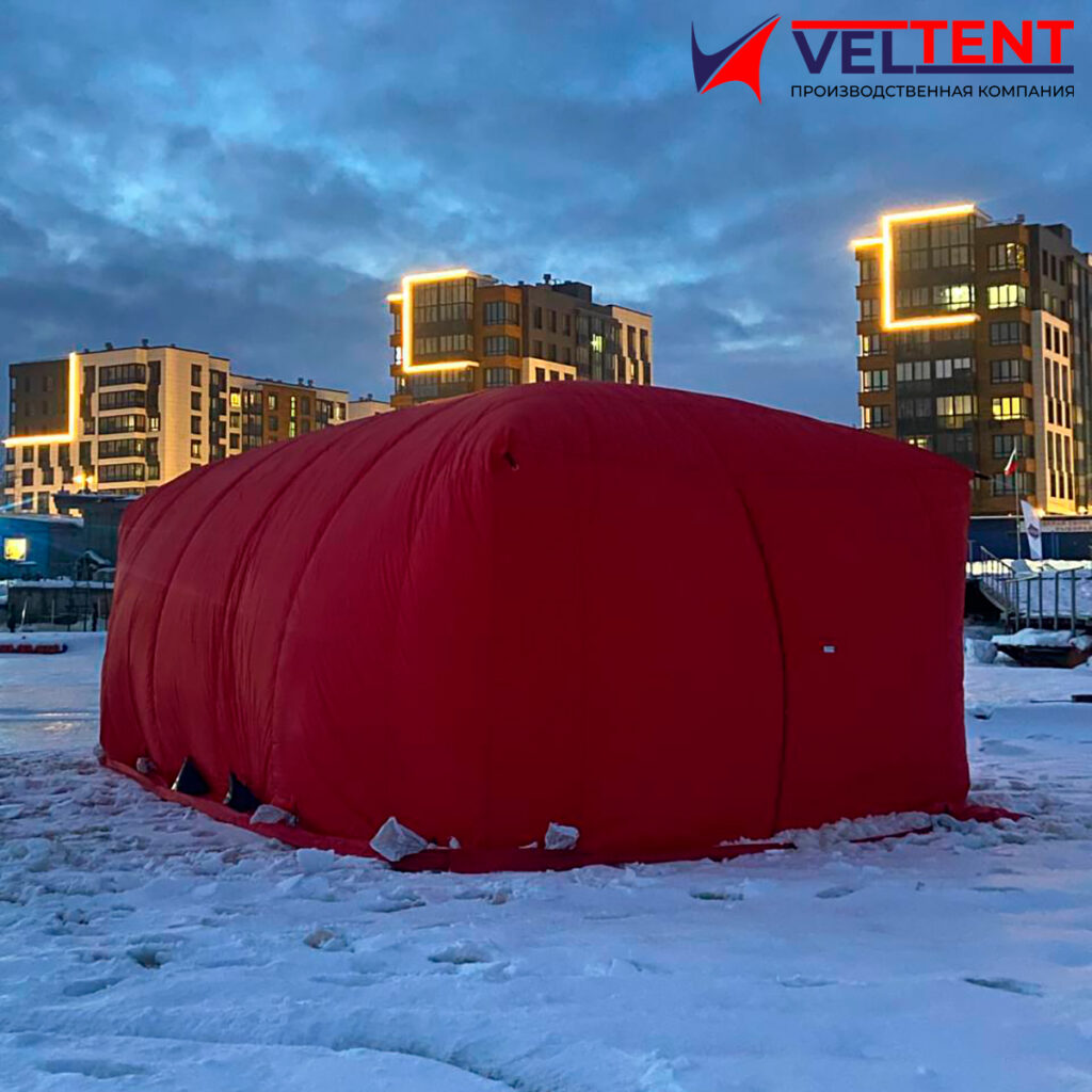 Яркая точка в зимнем Архангельске: бескаркасная палатка VELTENT в работе 2 kbp1
